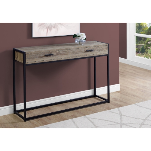 48" Console Table in Dark Taupe & Black